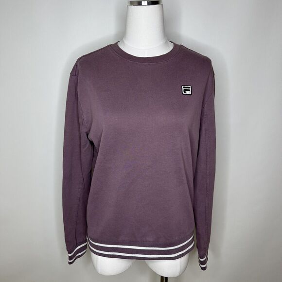 FILA Light Purple Crew Neck Sweatshirt, Striped, Womens Size Medium, Logo Patch - Picture 1 of 9